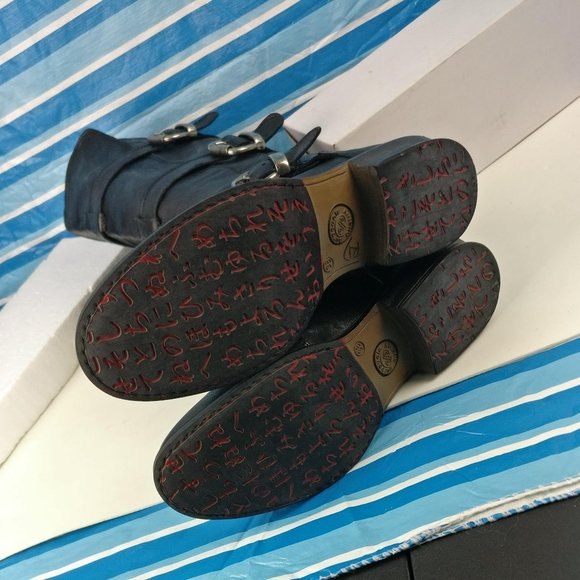 GENUINE LEATHER COUNTRY ENGLISH TALL FULL ZIP RIDING Moto Biker BOOT 7US/5UK - Picture 6 of 9